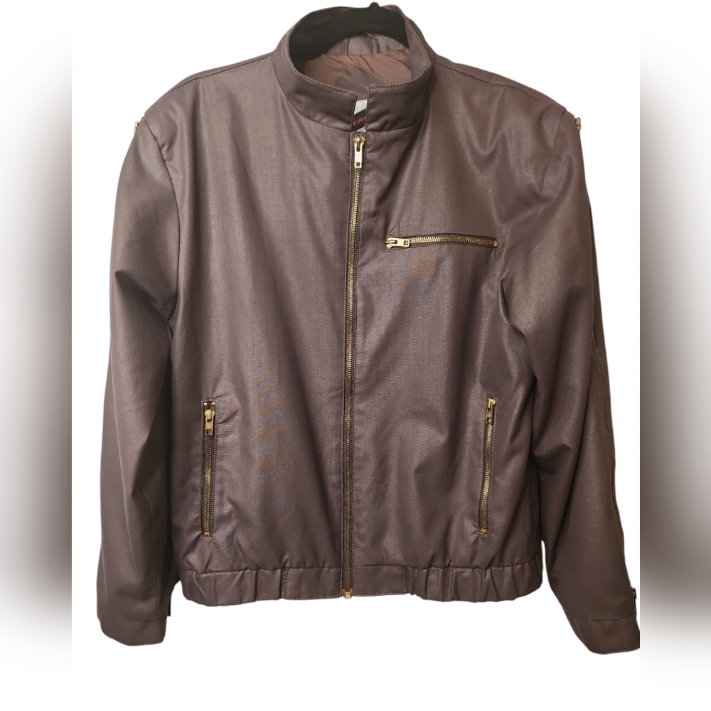 Vintage Rare BANZAI Men's Women's Unisex Brown Moto Bomber Jacket Size 38